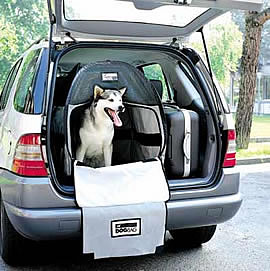 Dog Bag Medium in rear of car