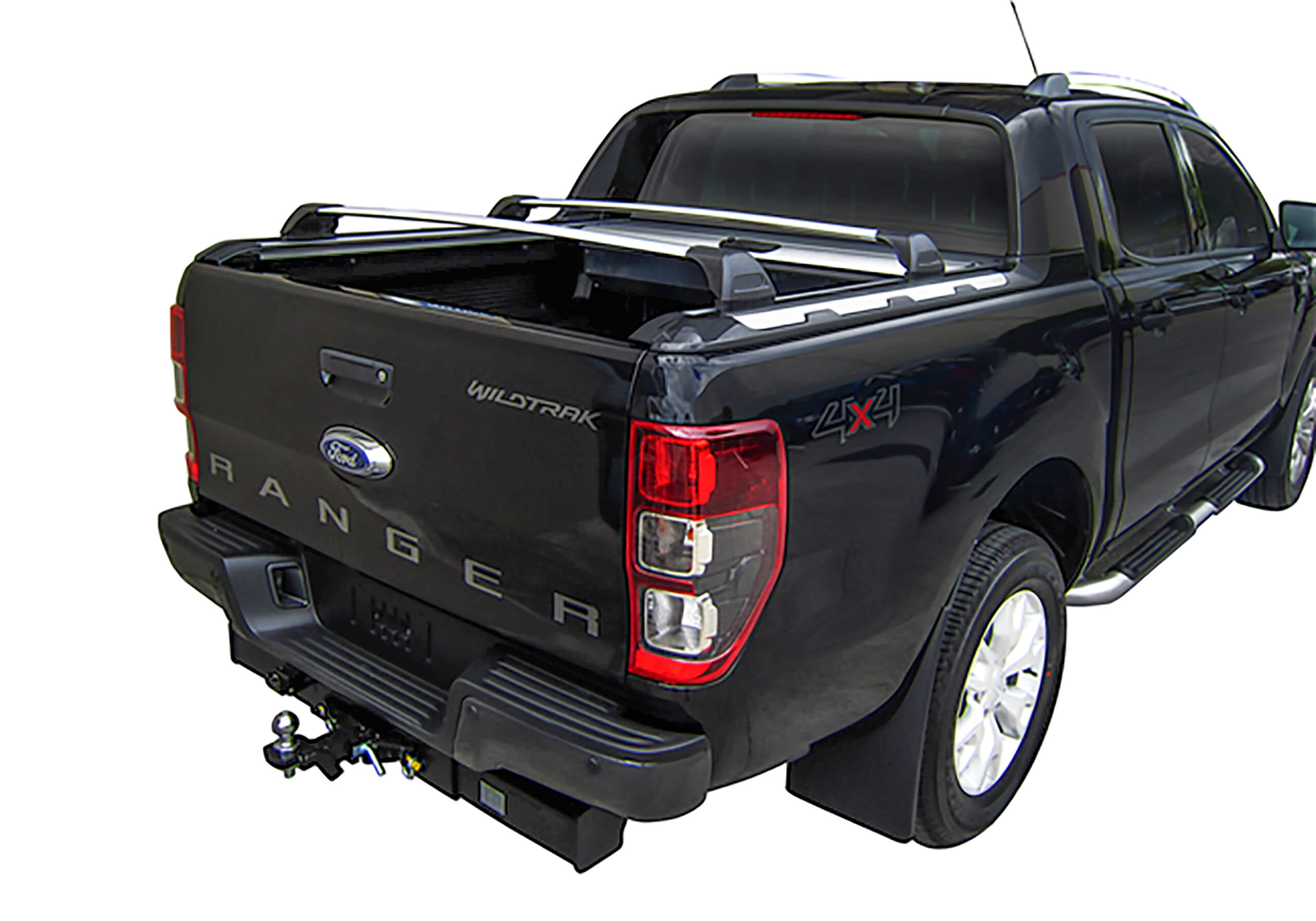 Ford Ranger double cab (2016 to 2022):Yakima roof bars package - S11 silver bars with K450 kit