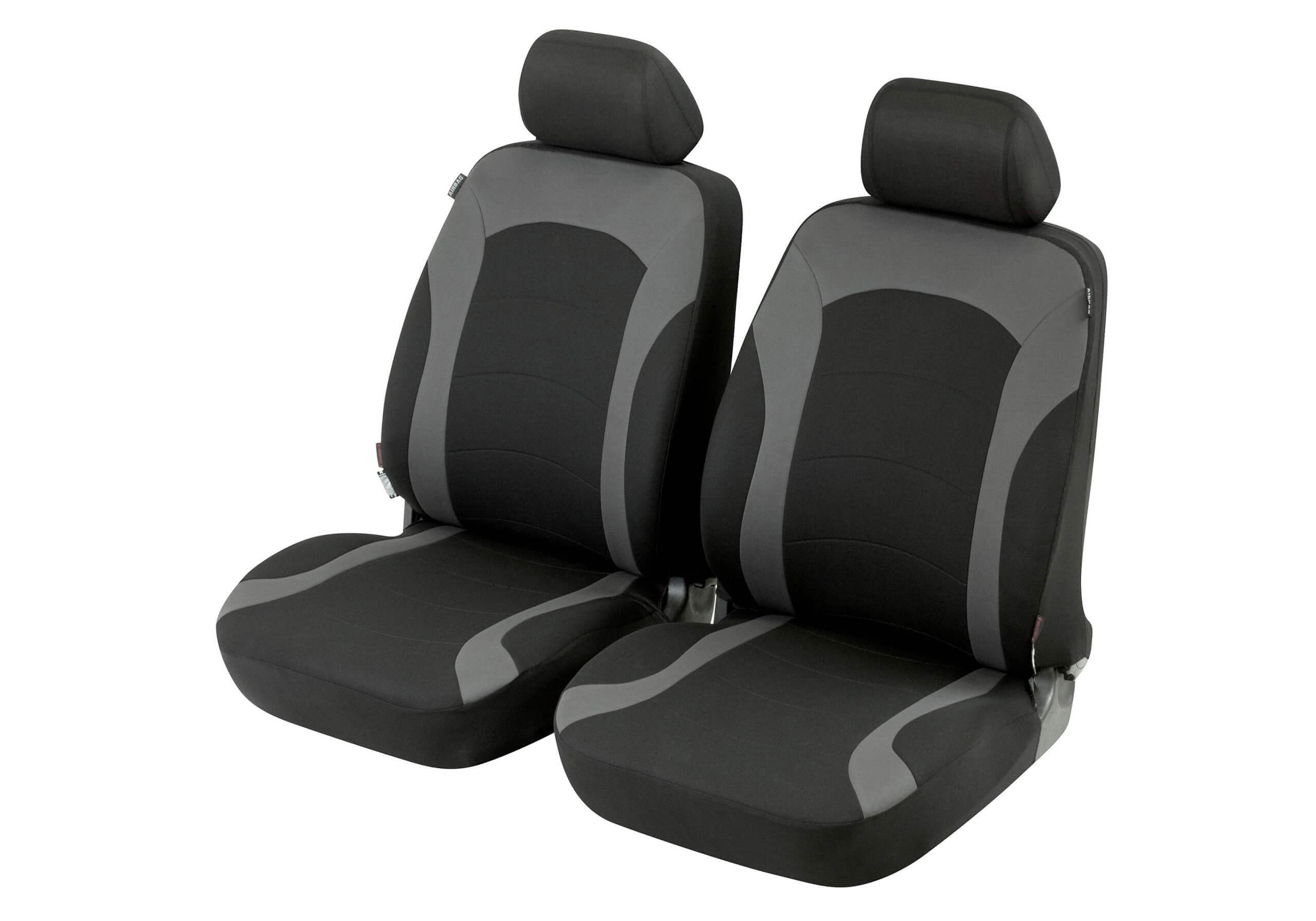 Nissan Navara double cab (2002 to 2005):Walser ZIPP-IT seat covers, front seats only, Inde black-grey, 11785