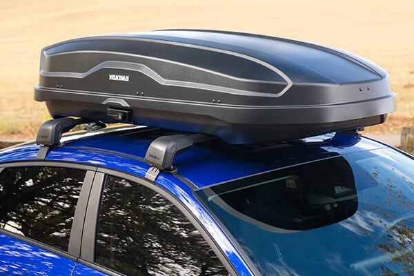 Yakima Roof Box on top of a blue car
