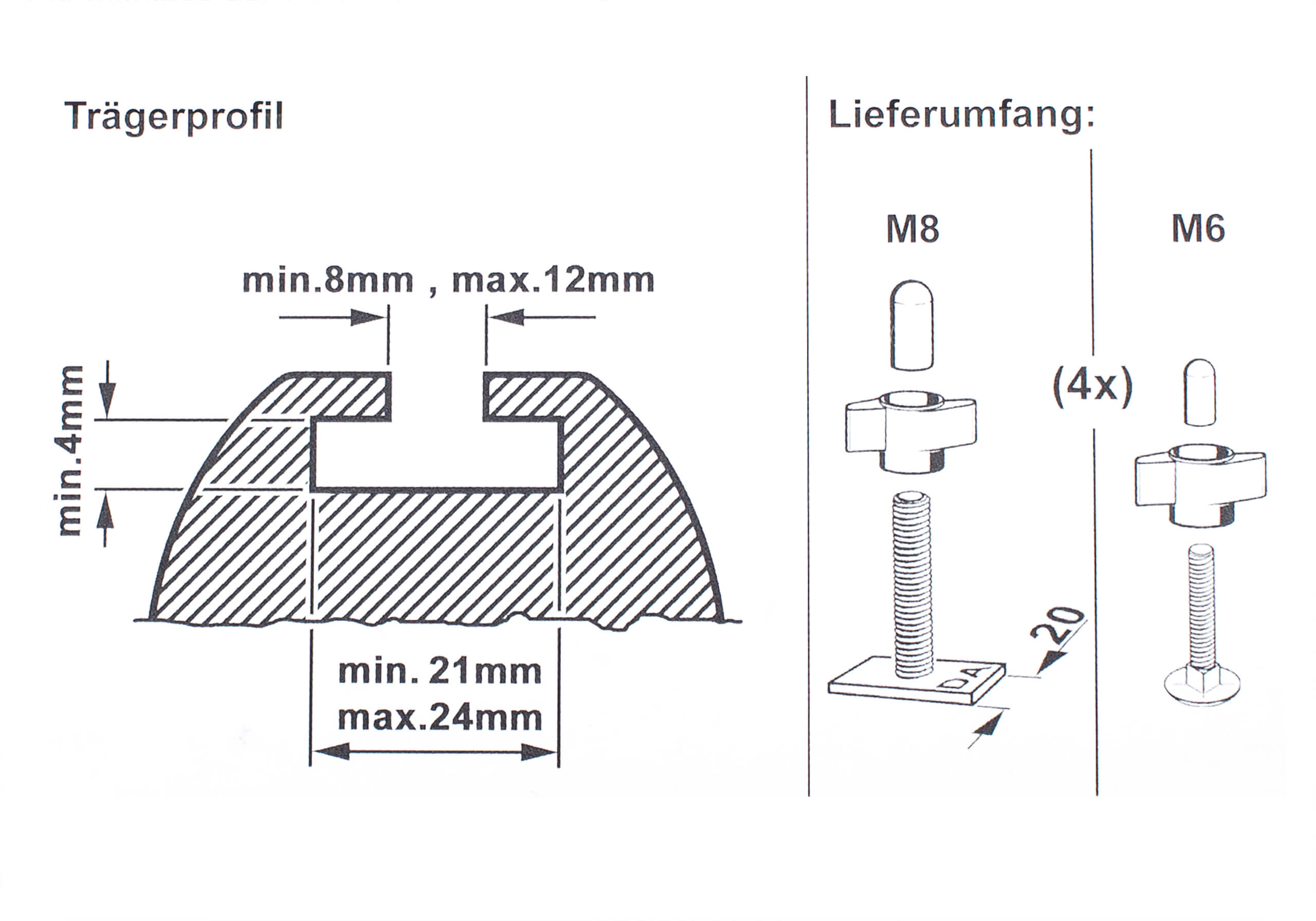 KAMEI 20mm T-track adapters no. KM52003 for all the aluminium bars we sell.