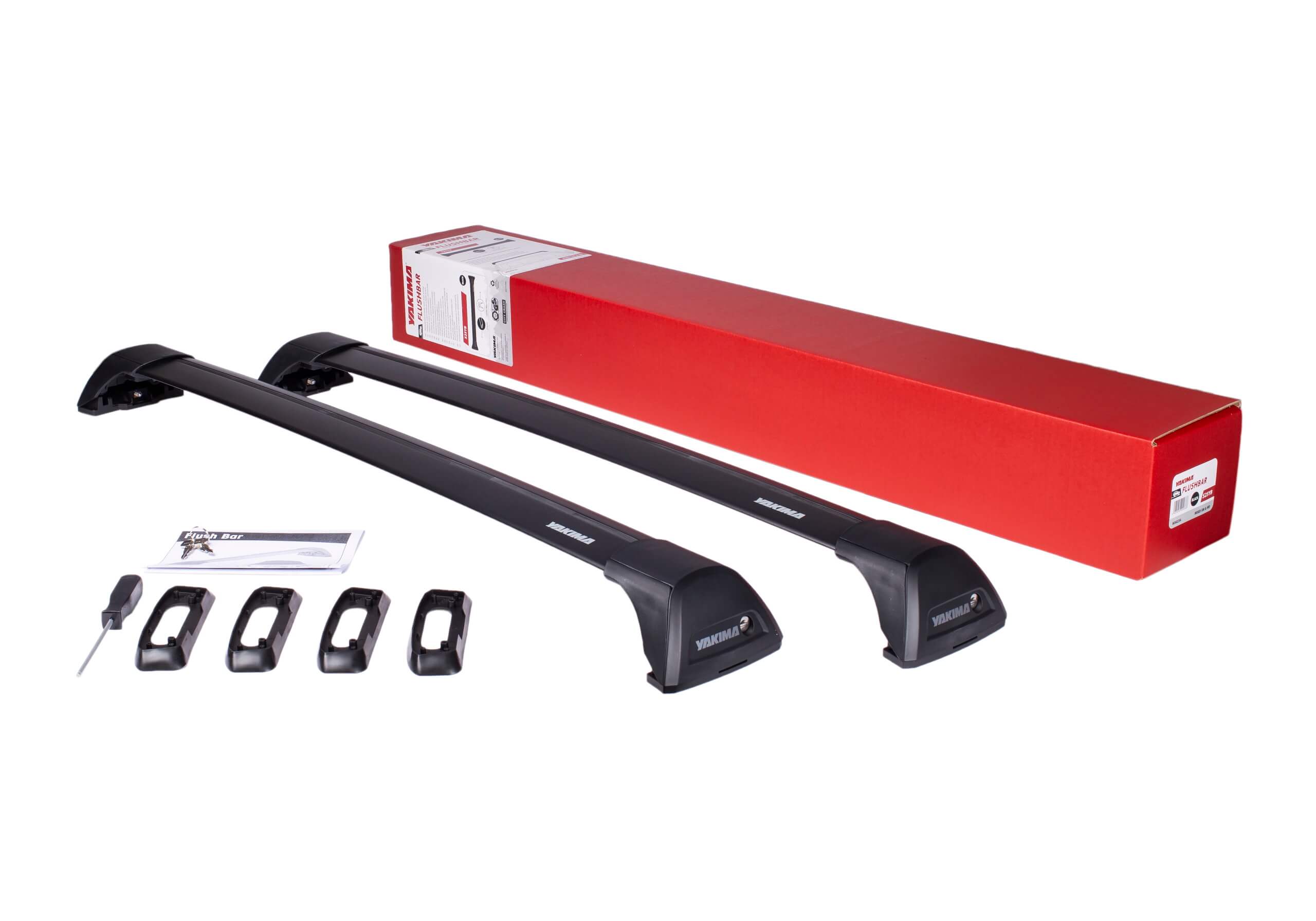 VW T-Roc (18 on) for cars with roof rails:Yakima roof bars package - S25  black bars with K328 kit.