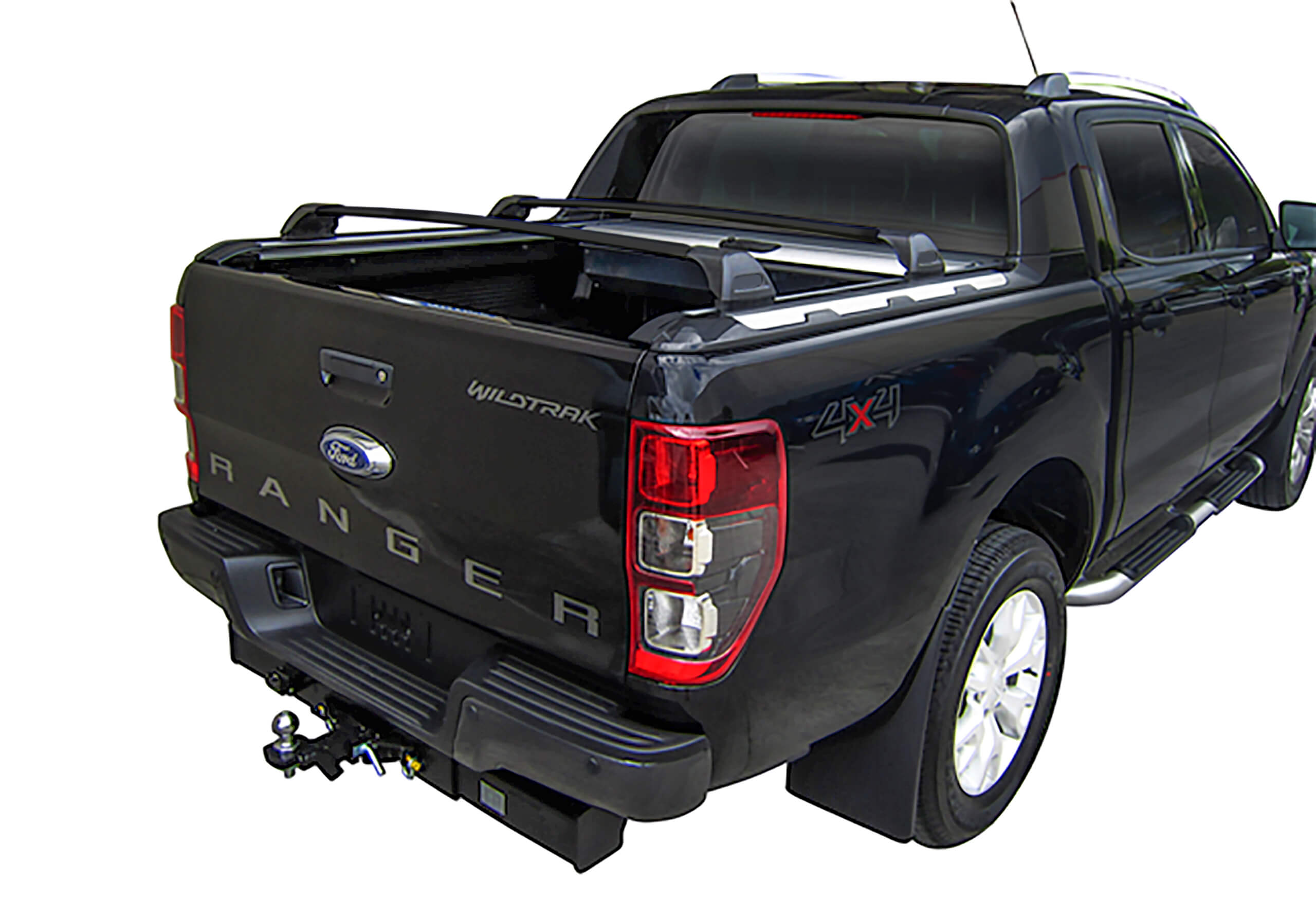 Ford Ranger double cab (2016 onwards):Yakima roof bars package - S11 black bars with K450 kit