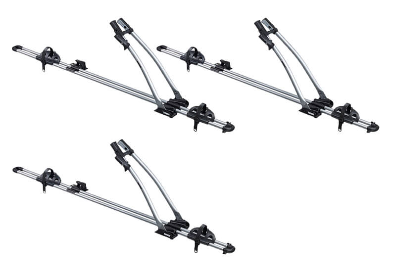 :3 x Thule FreeRide 532 bike carriers with locking roof bars