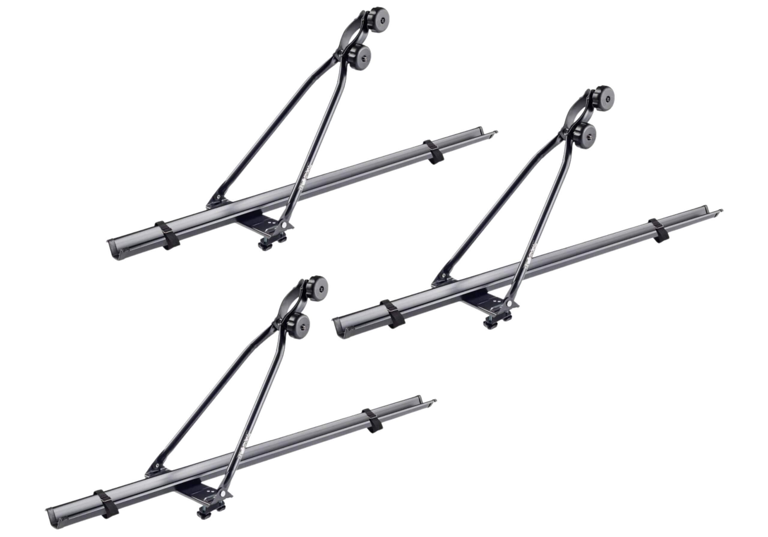 3 x black CRUZ Bici-racks bike carriers with locking roof bars