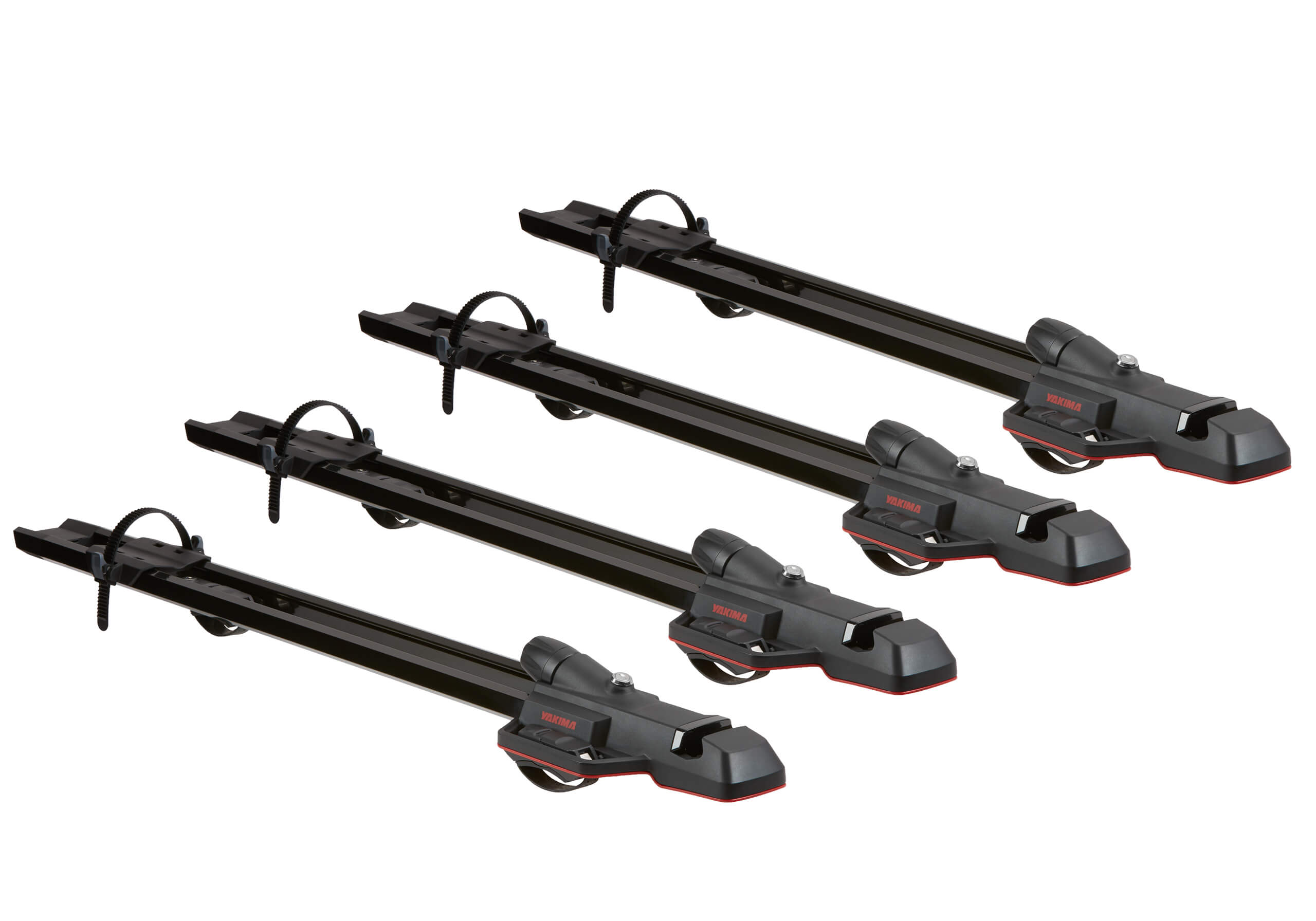 4 x black Yakima HighSpeed 8002125 forkmounts with locking roof bars