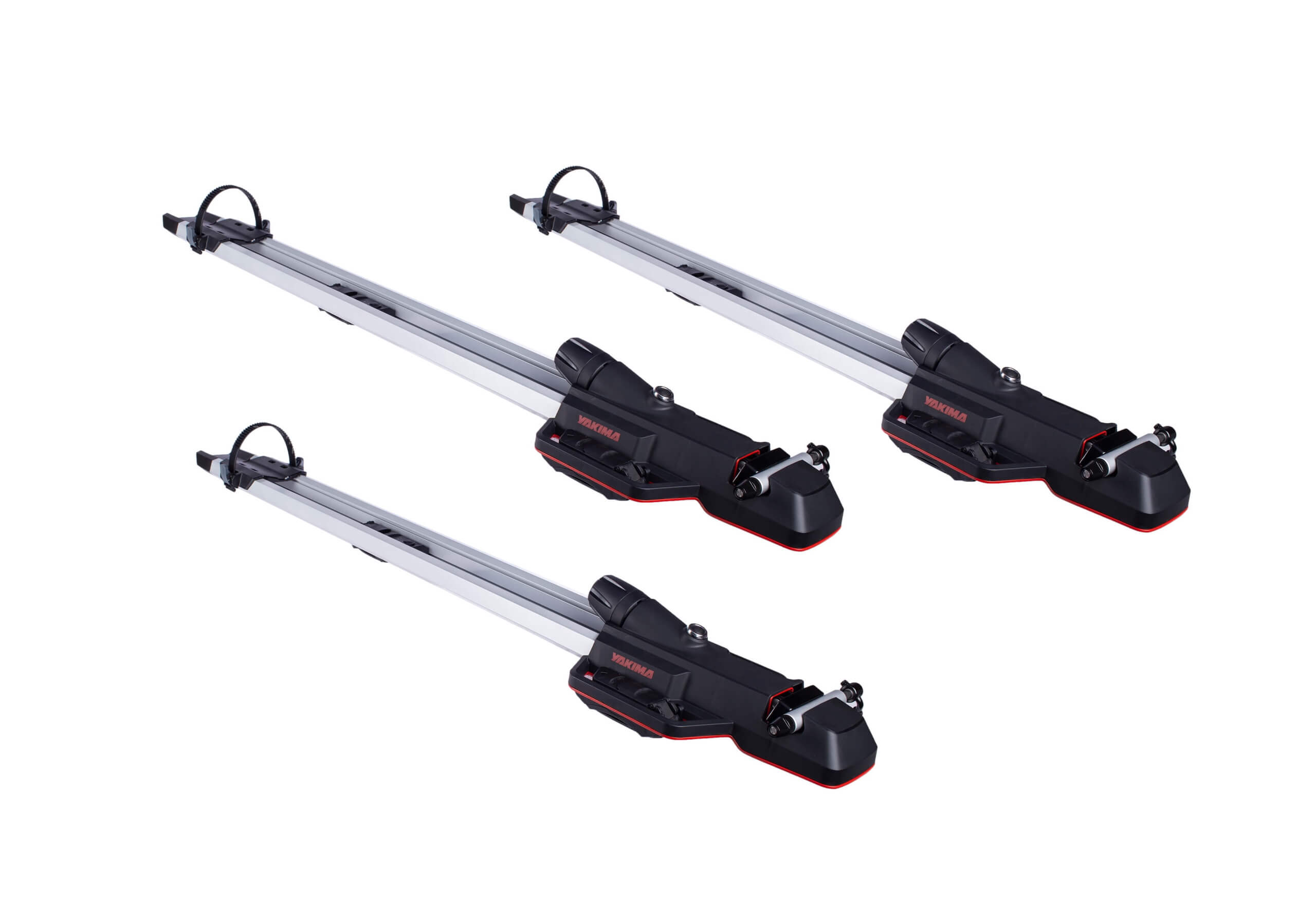 :3 x silver Yakima HighSpeed 8002129 forkmounts with locking roof bars