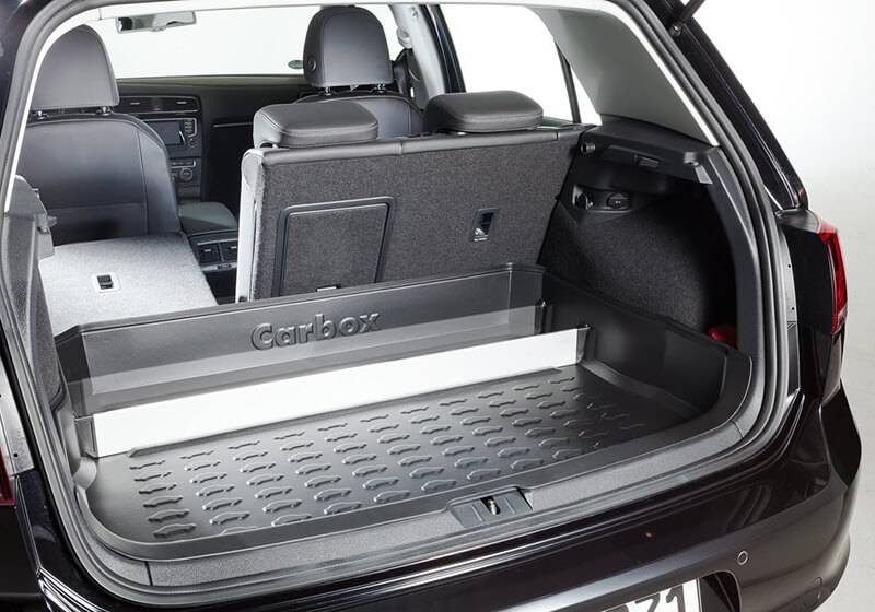 Volkswagen VW Golf five door (2013 to 2020):Carbox Form 15 boot liner, black, with organiser, for VW Golf, 601777000
