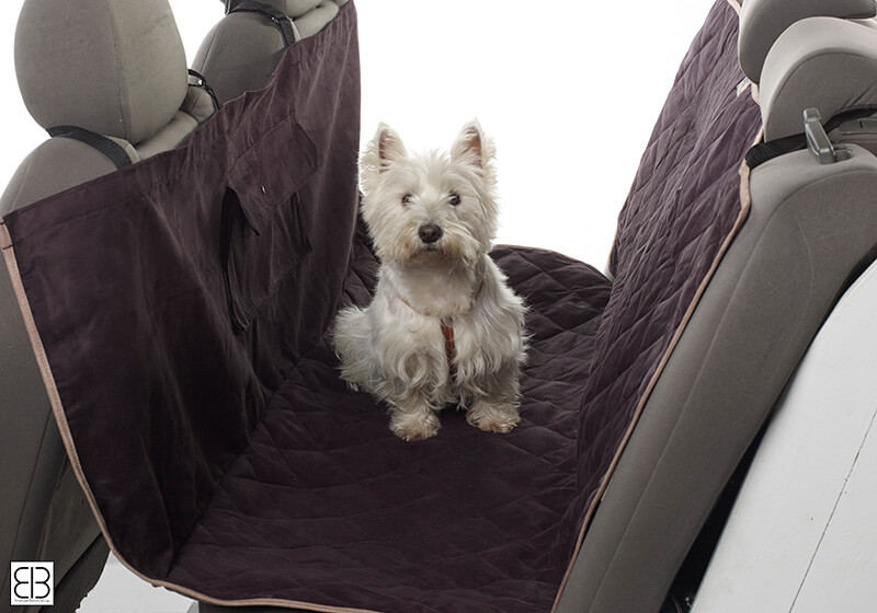 PetEgo EB Animal Basics velvet hammock car seat protector, black and stone, EBABHV-BLST