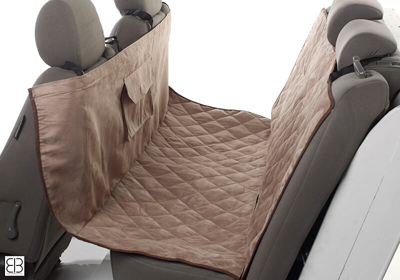 PetEgo EB Animal Basics velvet hammock car seat protector, stone and espresso EBABHV-STES