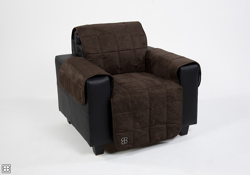 PetEgo Emanuele Bianchi Design hypoallergenic box-quilted velvet chair cover espresso antislip