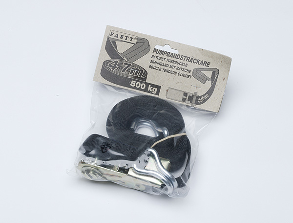 Fasty RATCHET strap, black 500cm 500kg with hooks (2 parts)