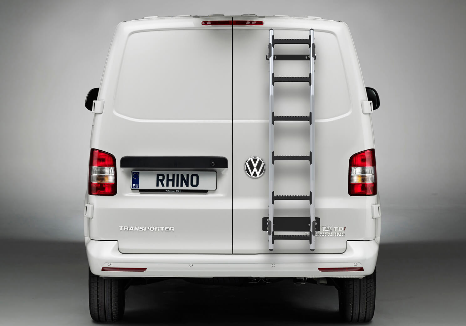 Ford Transit L1 (SWB) H1 (low roof) (2000 to 2014):Rhino Aluminium Ladder with bespoke fitting kit, AL6-LK25