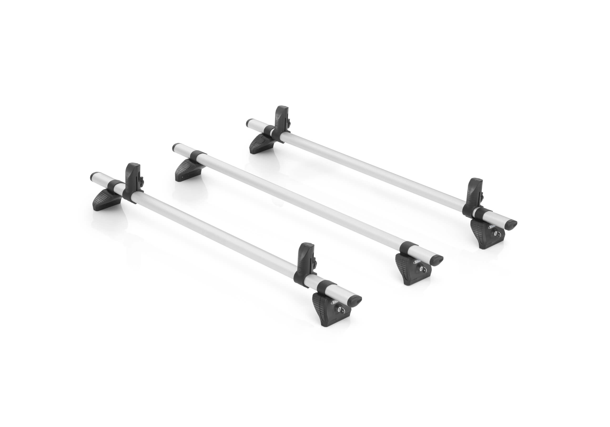 Renault Master L1 (SWB) H2 (high roof) (2010 to 2024):Rhino KammBar Pro aluminium roof bars (3 bars) QA3PR including 4 load stops