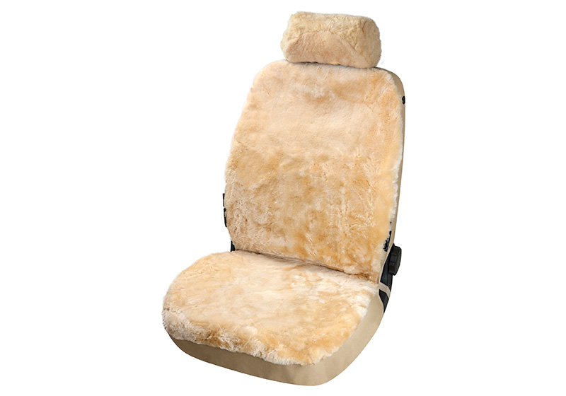 Volkswagen VW Polo five door (2009 to 2018):Walser car seat cover (1), real sheepskin, beige, 20019