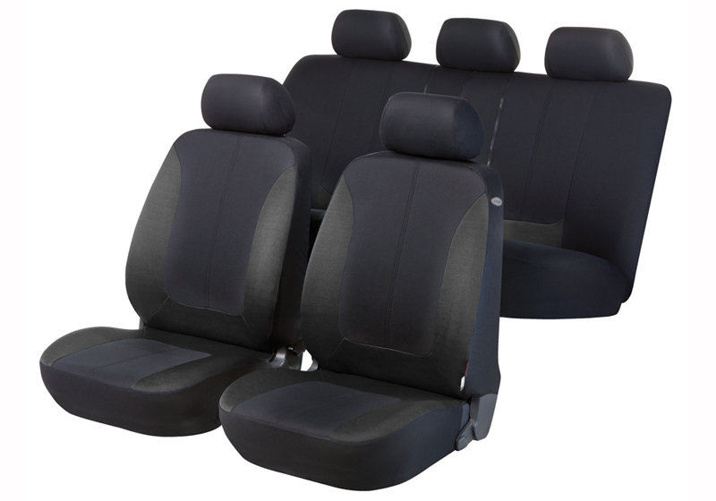 Hyundai Accent four door saloon (2006 to 2010):Walser seat covers, full set, Norfolk black and dark grey, 11937
