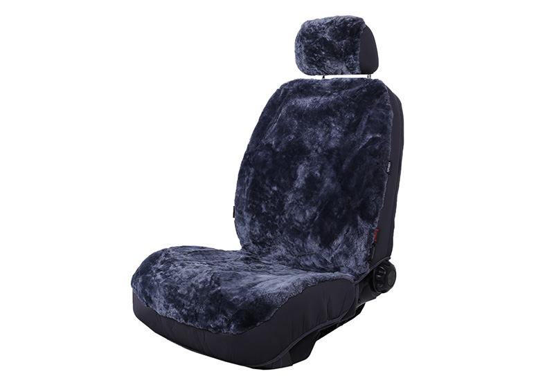 Volvo V90 Cross Country (2017 onwards):Walser car seat cover (1), real sheepskin, dark grey, 20021