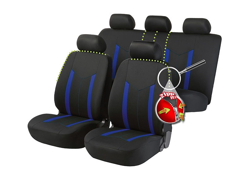 :Walser ZIPP-IT seat covers, Hastings blue, 11777(car-specific)