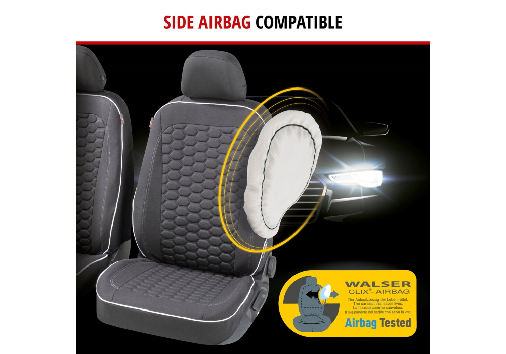Walser ZIPP-IT seat covers, front seats only, Kendal black, 11863.