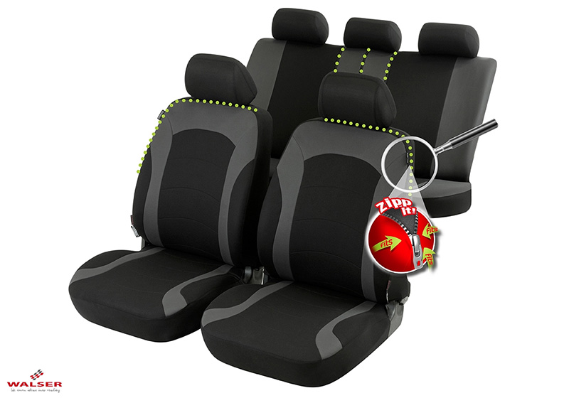 :Walser ZIPP-IT seat covers, Inde black-grey, 11786(car-specific)