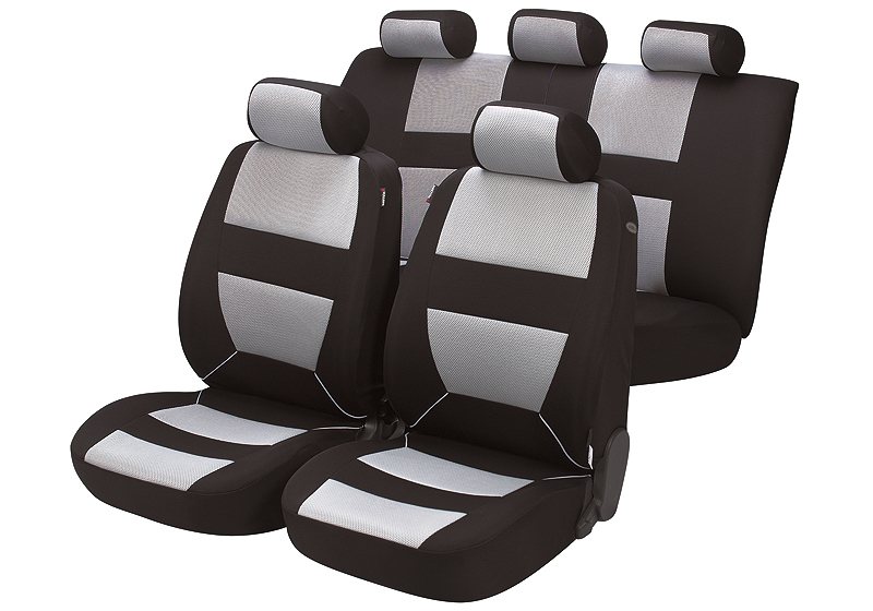 Toyota Corolla five door (2002 to 2007):Walser velours seat covers, full set, Bozen silver, 12399