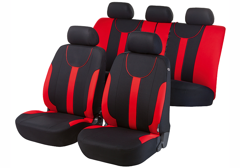 Hyundai Accent four door saloon (2006 to 2010):Walser velours seat covers, full set, Dorset red, 11965