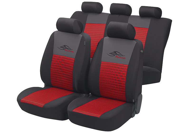 Hyundai Accent four door saloon (2006 to 2010):Walser velours seat covers, full set, Racing red, 12467