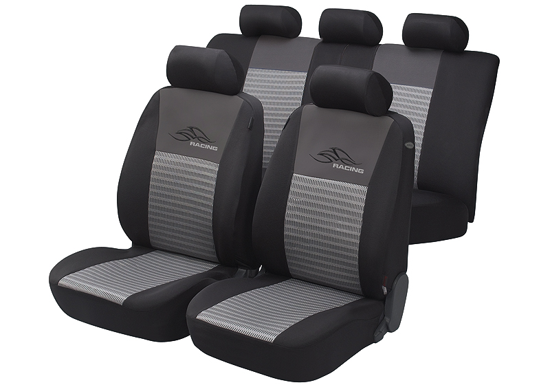 Hyundai Accent four door saloon (2006 to 2010):Walser velours seat covers, full set, Racing silver, 12468