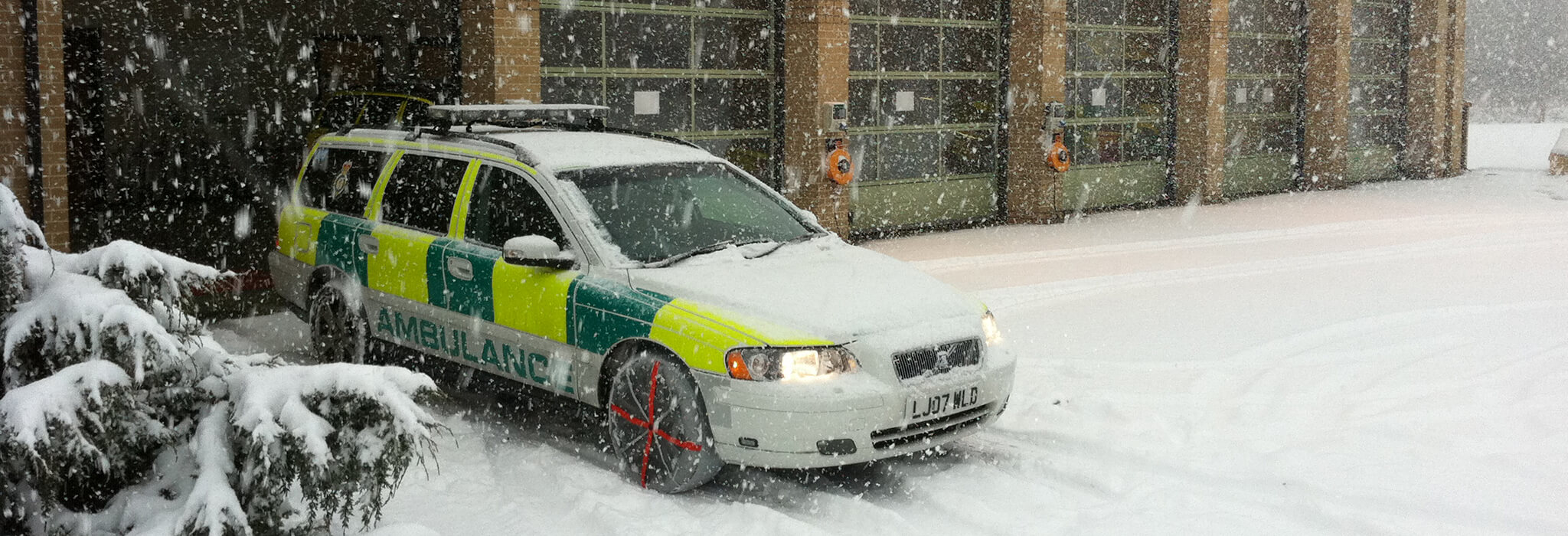 AutoSock Car Snow Socks fitted to emergency vehicle
