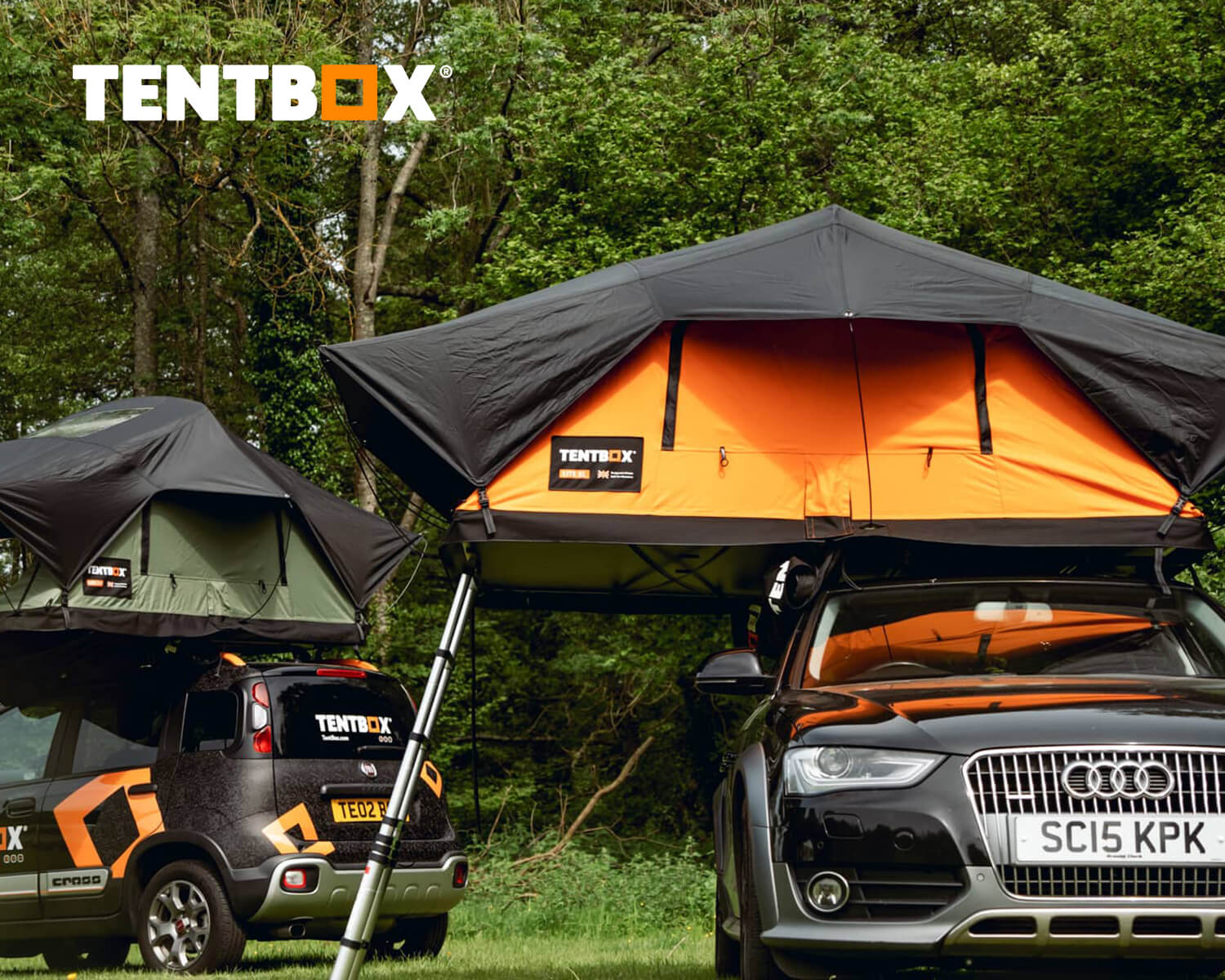 TentBox roof tent on a car in the British countryside